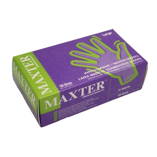 دستکش پزشکی لاتکس (Maxter (Medical مالزی بسته 100 عددی